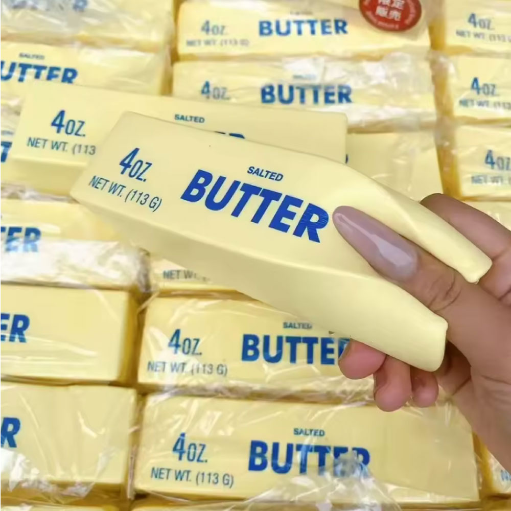 Stuff Certified® Pelota antiestrés con forma de barra de mantequilla - Mantequilla amasable - Pelota antiestrés sensorial blandita - Crema
