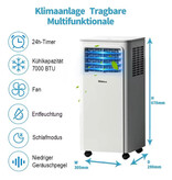 Shinco Condizionatore d'aria portatile da 7000 BTU con tubo di scarico - Ventilatore raffreddatore d'aria - Bianco