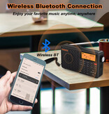 XHDATA Radio portatile di emergenza D-109 - Ricevitore radio Bluetooth AM FM SW MW - Nero