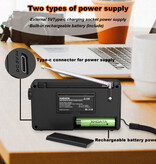 XHDATA Radio portatile di emergenza D-109 - Ricevitore radio Bluetooth AM FM SW MW - Nero
