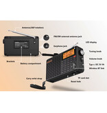 XHDATA D-109 Draagbare Noodradio - Bluetooth AM FM SW MW Radio Ontvanger - Zwart