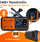 Sayin Radio d'urgence portable DAB376BT avec batterie externe et lampe torche - Récepteur radio FM Bluetooth - Orange