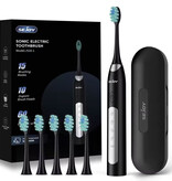 Sejoy Elektrische Tandenborstel Set Sonisch - 10 Opzetborstels - IPX7 Waterdicht USB Opladen 5-modi - Zwart