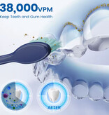Sejoy Brosse à dents électrique sonique - 10 têtes de brosse - Étanche IPX7, chargement USB, 5 modes - Bleue
