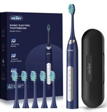 Sejoy Set di spazzolino elettrico sonico - 10 testine - Impermeabile IPX7 - Ricarica USB - 5 modalità - Blu