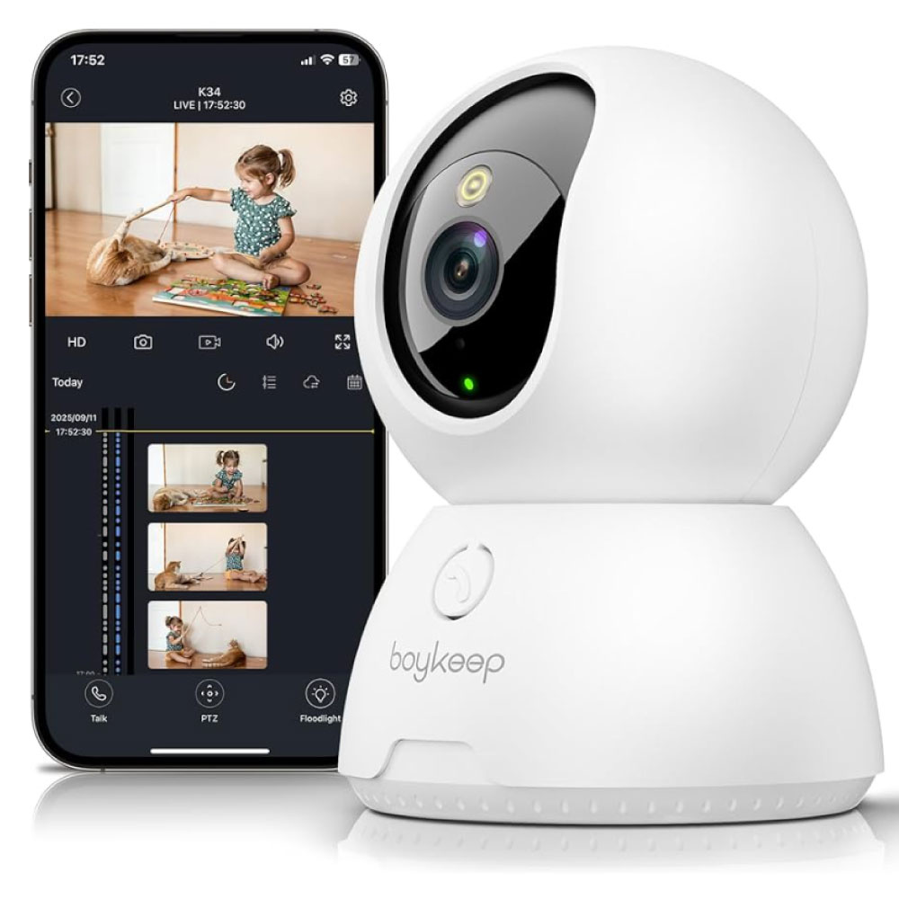 Caméra de sécurité 2K - Caméscope WiFi - Audio bidirectionnel - Vision nocturne - Noire