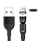 AUFU Câble de charge magnétique USB vers micro-USB 540° - 1 mètre - Câble de données - Noir