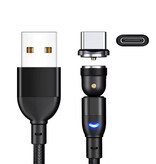 AUFU Cavo di ricarica magnetico da USB a USB-C a 540° - 1 metro - Cavo dati e di ricarica - Nero