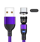 AUFU USB to USB-C 540° Magnetic Charging Cable - 1 Meter - Charger Data Cable - Purple