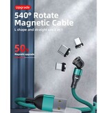 AUFU Cavo di ricarica magnetico da USB a USB-C a 540° - 2 metri - Cavo dati e di ricarica - Viola