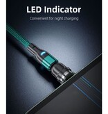 AUFU Kabel ładujący USB do USB-C 540° z magnesem – 2 metry – kabel do ładowania danych – fioletowy