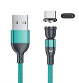 AUFU Cable de carga magnético USB a USB-C de 540° - 2 metros - Cable de datos y cargador - Verde