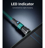 AUFU USB to Micro-USB 540° Magnetic Charging Cable - 2 Meters - Charger Data Cable - Green