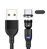 AUFU Magnetisches USB-auf-USB-C-Ladekabel (540°) – 2 Meter – Lade- und Datenkabel – Schwarz