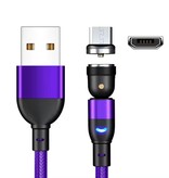 AUFU Magnetisches USB-auf-Micro-USB-Ladekabel (540°) – 2 Meter – Lade- und Datenkabel – Lila