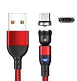 AUFU USB-auf-Micro-USB-Magnetladekabel (540°) – 2 Meter – Lade- und Datenkabel – Rot