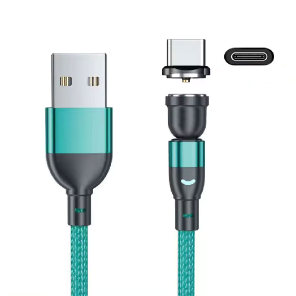 AUFU Cavo di ricarica magnetico da USB a USB-C a 540° - 3 metri - Cavo dati e di ricarica - Verde