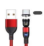 AUFU Cavo di ricarica magnetico da USB a USB-C a 540° - 3 metri - Cavo dati e di ricarica - Rosso