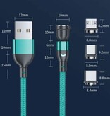 AUFU USB to Micro-USB 540° Magnetic Charging Cable - 3 Meters - Charger Data Cable - Red