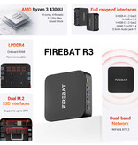 Firebat Mini PC desktop R3 - 16 GB di RAM / 512 GB di ROM - AMD Ryzen 3 - SSD M.2 / WiFi 6 / BT5.2 - Windows 11 Pro - Nero