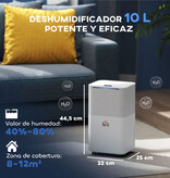 Homcom Portable Dehumidifier - 2L Electric Dehumidifier - White