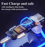 EDEBA Kfz-Ladegerät aus Metall – USB-Anschluss und USB-C-Kabel – 12-V-Ladeadapter – Schwarz