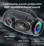 Zealot P12 Wireless Speaker - 60W Bluetooth 5.3 TWS Boom Box Portable - Black