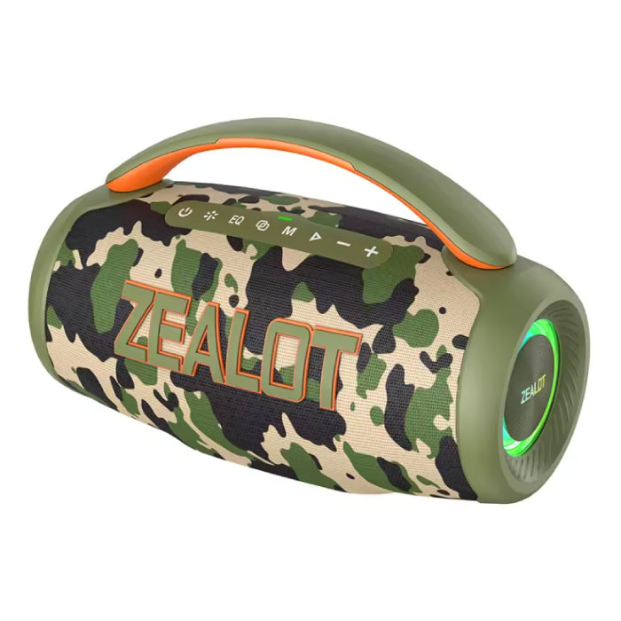 Zealot Altavoz inalámbrico P12 - 60W Bluetooth 5.3 TWS Boom Box portátil - Camuflaje