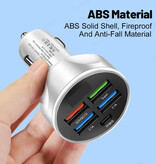 Stuff Certified® Cargador de coche de 5 puertos - 4x USB / 1x USB-C - Adaptador de carga rápida 3.0 - Blanco