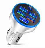 Stuff Certified® Caricabatterie da auto a 5 porte - 4 porte USB / 1 porta USB-C - Adattatore caricabatterie Quick Charge 3.0 - Bianco