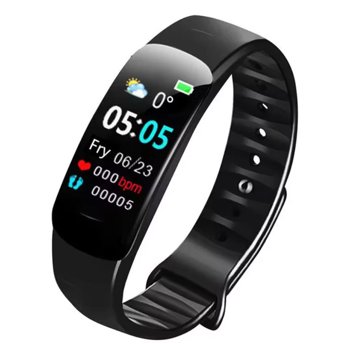 Cinturino per smartwatch - Monitoraggio della salute, attività sportiva e fitness tracker - Cinturino in silicone - Nero