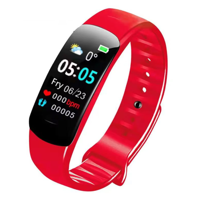 Smartwatch Band - Gezondheid Monitor Sport Activity Fitness Tracker Horloge - Silicoon Bandje - Rood
