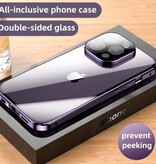 Stuff Certified® Coque magnétique de confidentialité pour iPhone 15 Pro Max - Protection intégrale 360° avec double verre anti-espionnage - Bleue