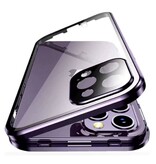 Stuff Certified® Magnetische iPhone 15 Pro Max Sichtschutzhülle – Blickschutz durch Doppelglas, 360°-Rundumschutz – Lila
