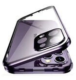 Stuff Certified® iPhone 15 Pro Magnetic Privacy Case - Anti-Peep Double Glass 360° Full Body Cover - Silver