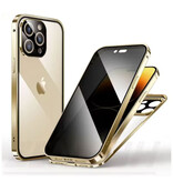 Stuff Certified® iPhone 16e Magnetic Privacy Case - Anti-Peep Double Glass 360° Full Body Cover - Gold