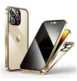 Stuff Certified® Coque magnétique de confidentialité pour iPhone 16 Pro Max - Protection intégrale 360° double verre anti-espionnage - Or