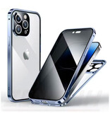 Stuff Certified® Coque magnétique de confidentialité pour iPhone 15 Pro Max - Protection intégrale 360° avec double verre anti-espionnage - Bleue