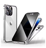 Stuff Certified® iPhone 16e Magnetisch Privacy Hoesje - Anti-Peep Dubbel Glas 360° Full Body Cover - Zilver
