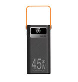 Stuff Certified® Powerbank mit 45 W PD-Schnellladefunktion – 50.000 mAh – 7 Ladeanschlüsse & 2 Kabel – Externes Ladegerät – Schwarz