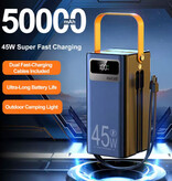 Stuff Certified® Power Bank 45W con ricarica rapida PD - 50.000 mAh - 7 porte di ricarica e 2 cavi - Caricabatterie esterno - Nero
