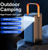 Stuff Certified® Powerbank 45W PD Snelladen - 50.000mAh - 7 Oplaadpoorten & 2 Kabels - Externe Accu Batterij Oplader - Zwart