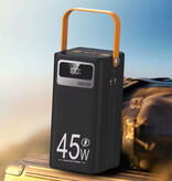 Stuff Certified® Power Bank 45W con ricarica rapida PD - 50.000 mAh - 7 porte di ricarica e 2 cavi - Caricabatterie esterno - Nero