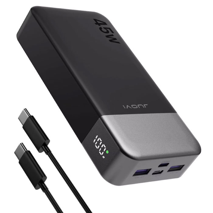 Power Bank 45W - 20.000mAh - 4 porte di ricarica - Caricabatterie esterno - Nero