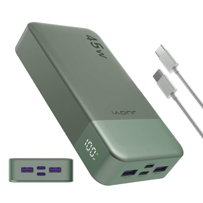 Powerbank 45W - 20.000mAh - 4 Oplaadpoorten - Externe Accu Batterij Oplader - Groen