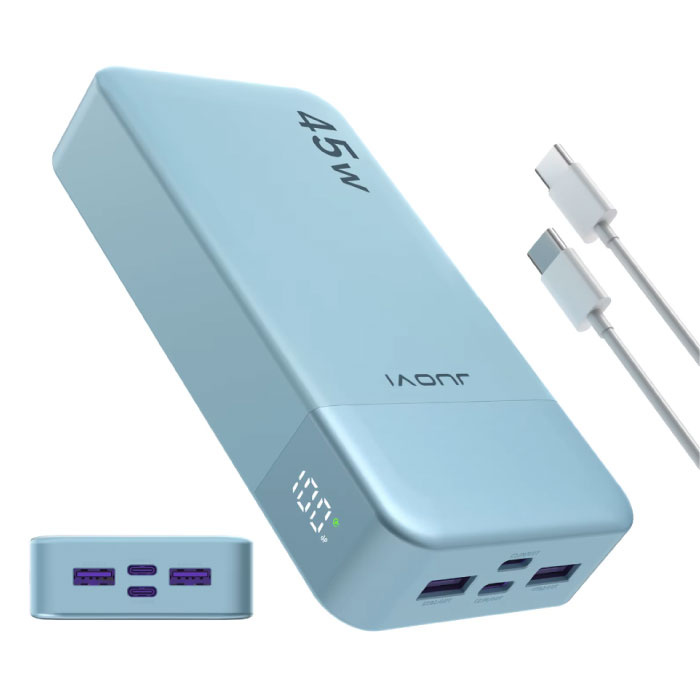 Stuff Certified® Powerbank 45W - 20.000mAh - 4 Oplaadpoorten - Externe Accu Batterij Oplader - Blauw