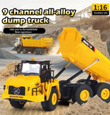 Huina Remote-Controlled RC Dumper Truck - Remote-Controlled Toy in 1:16 Scale Metal Alloy