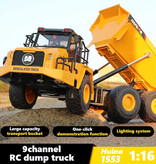 Huina Camion-benne télécommandé - Jouet télécommandé à l'échelle 1:16 en alliage métallique