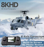 Stuff Certified® Helicóptero 4D-L2 - Cámara de dron RC de 6 ejes 8K - Control remoto con pantalla - Gris
