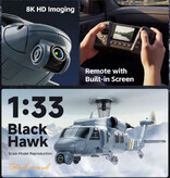 Stuff Certified® 4D-L2 Hubschrauber – 6-Achsen 8K RC-Drohnenkamera – Fernbedienung mit Bildschirm – Grau
